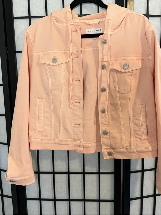 LOFT Jackets & Blazers - LOFT Light Peach Hooded Denim Jacket